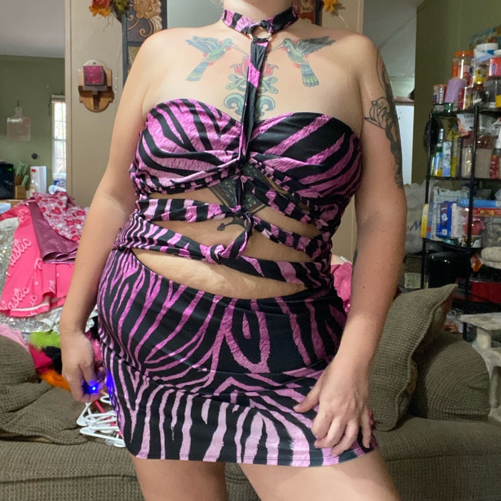 Generation kiss purple zebra party dress